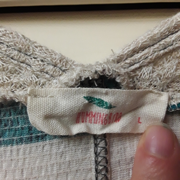 Rainbow Striped Knit V Neck Tie Boho Flowy Top L - Picture 5 of 7